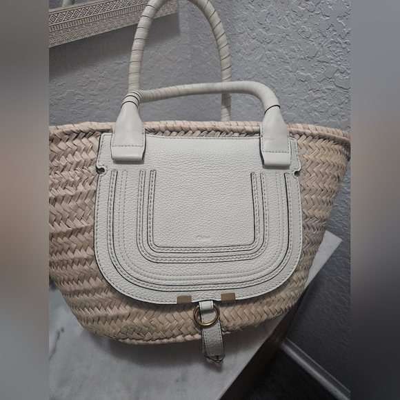 Chloe Marcie Basket Bag Raffia & Leather Medium - Picture 3 of 9